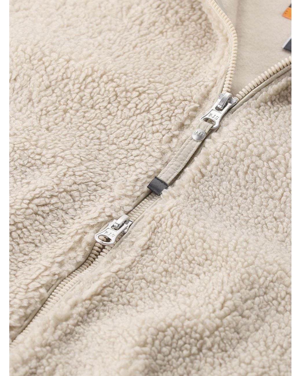 Parajumpers Natural Short High-Neck Fleece Jacket With Logo Patch