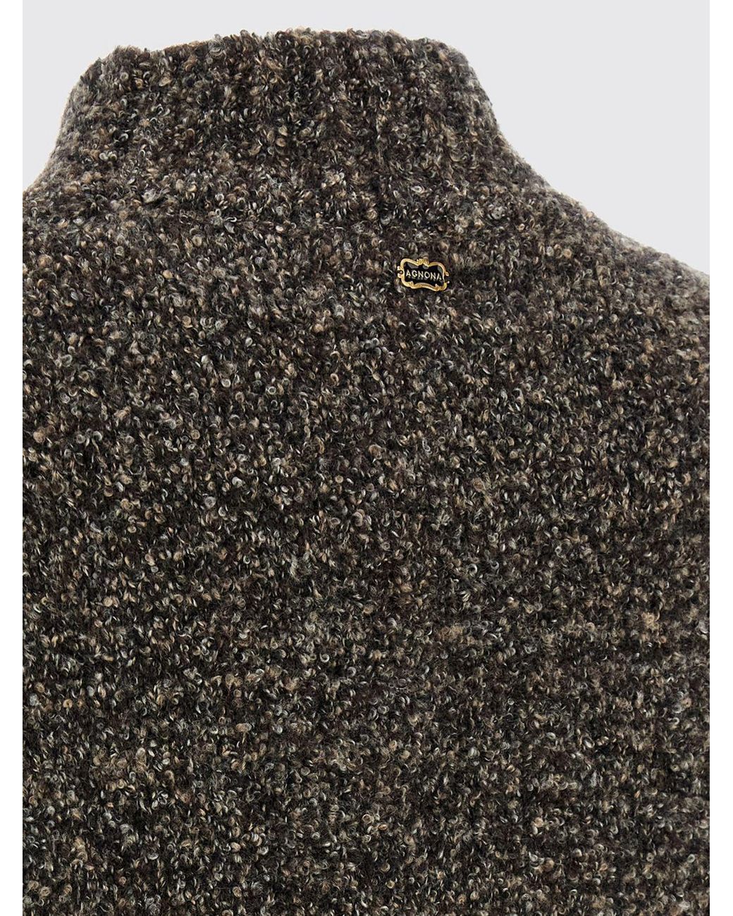 Agnona Gray High-Neck Ribbed-Trim Jumper