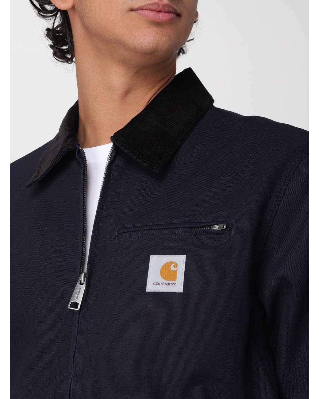 Carhartt Blue Detroit Organic Cotton Shirt Jacket With Velvet Collar for men