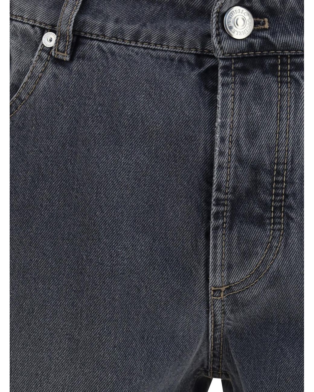 Brunello Cucinelli Blue Cotton Slim Fit Jeans for men