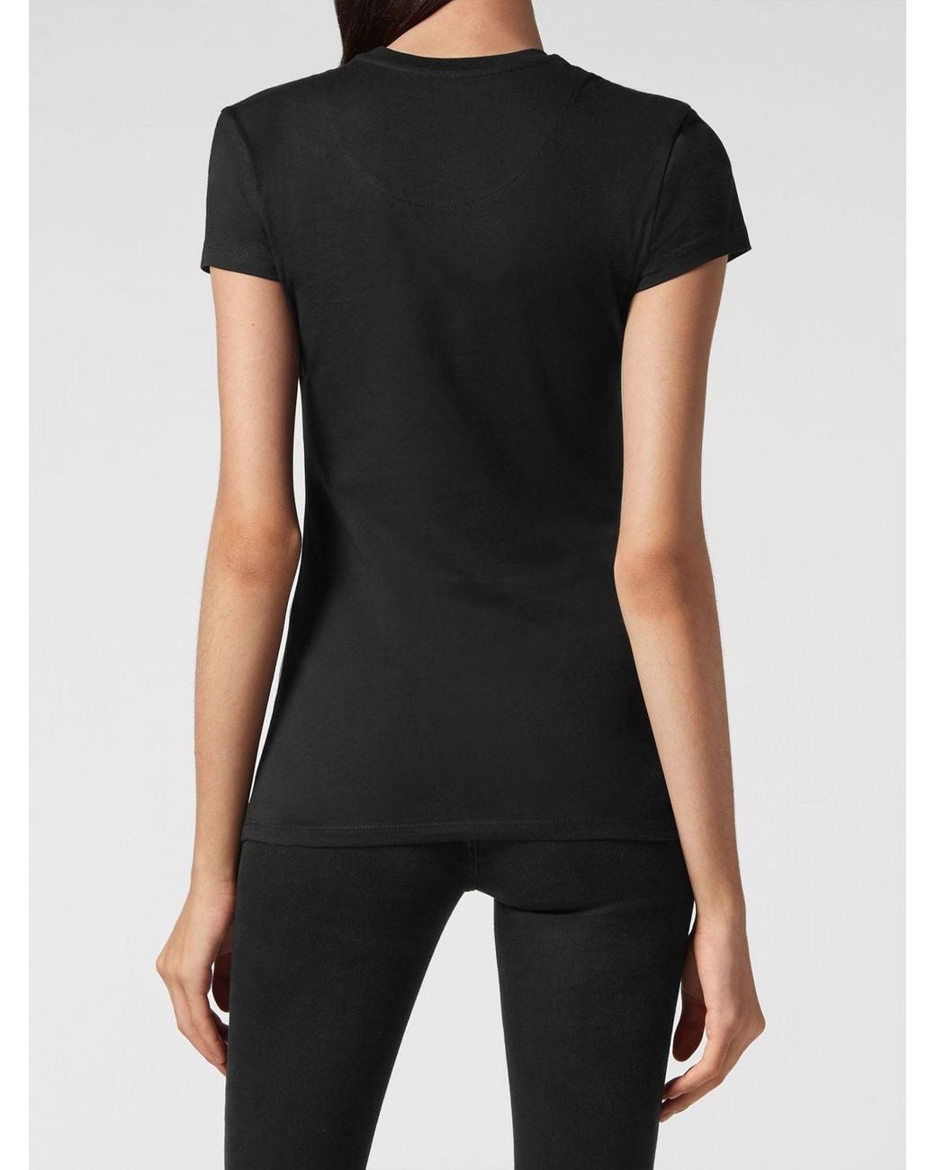 Philipp Plein Black Slim Fit Jersey Crewneck T-Shirt With Tone-On-Tone Embroidered Logo