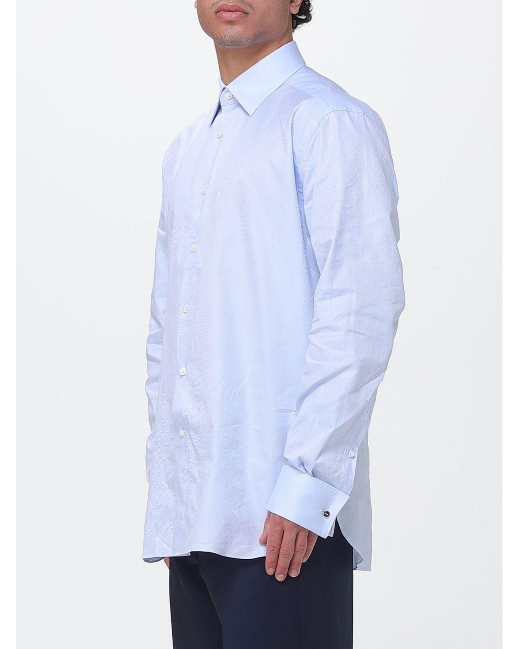 Zegna Blue Cotton Poplin Classic Shirt for men