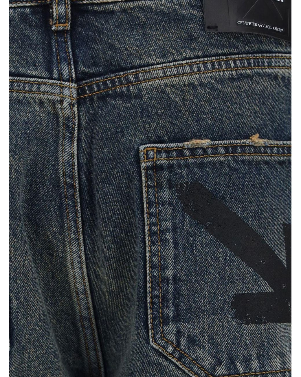 Off-White c/o Virgil Abloh Blue Mid-Rise Straight Jeans for men