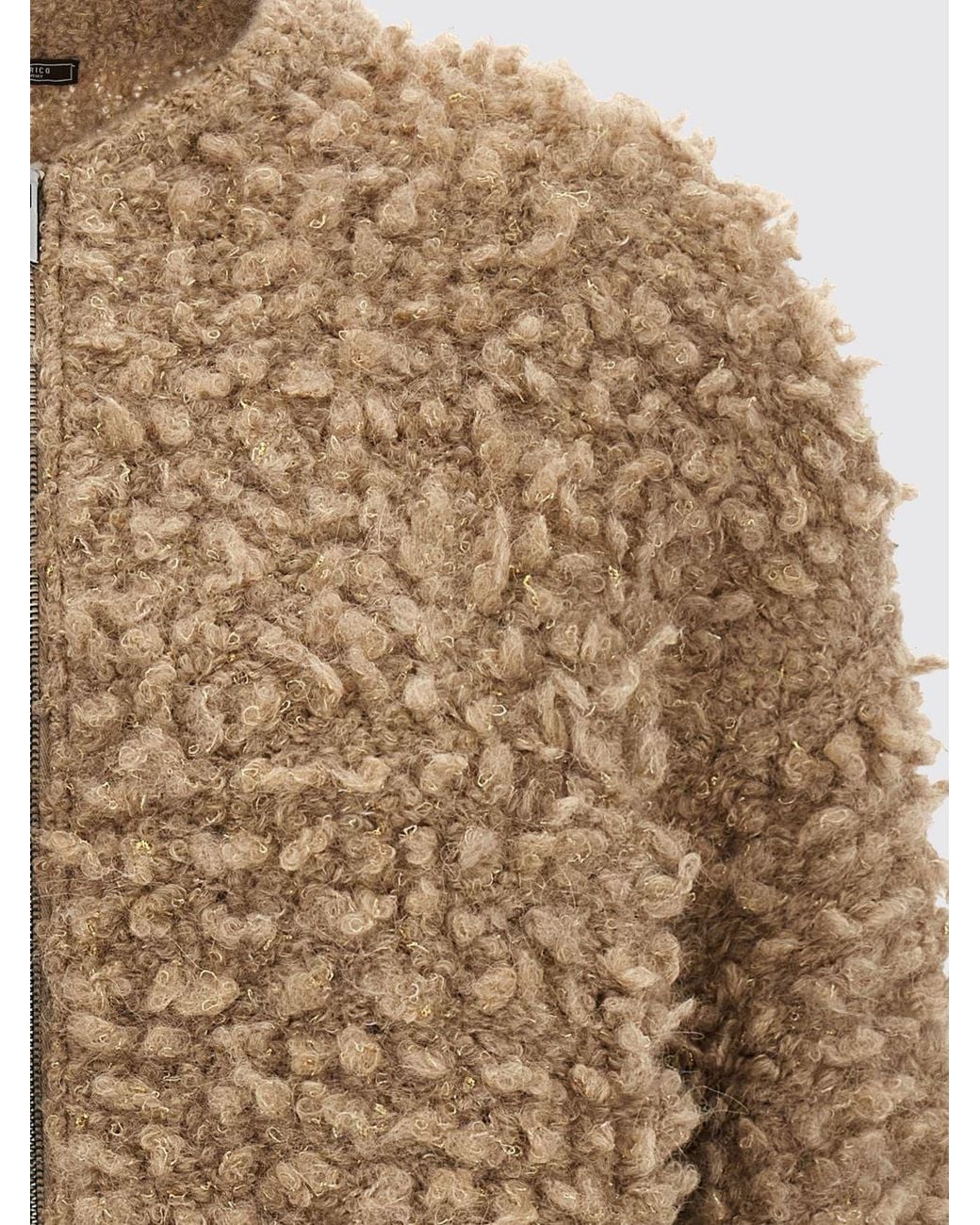 Peserico Brown Zip-Up Crew Neck Cardigan