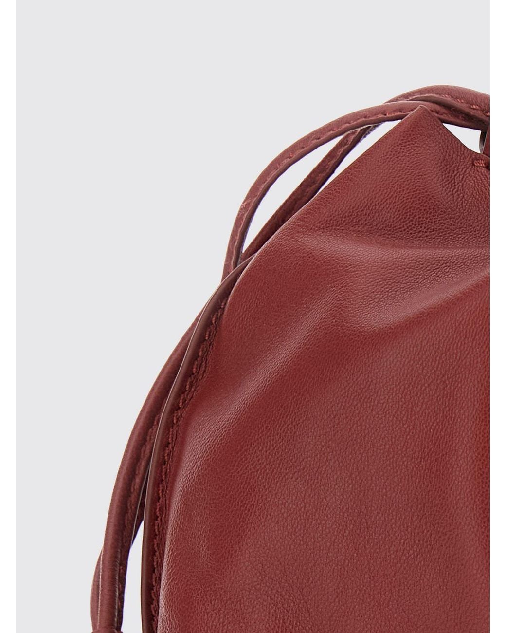 Soeur Red Suzette Small Leather Bucket Bag With Drawstring Closure