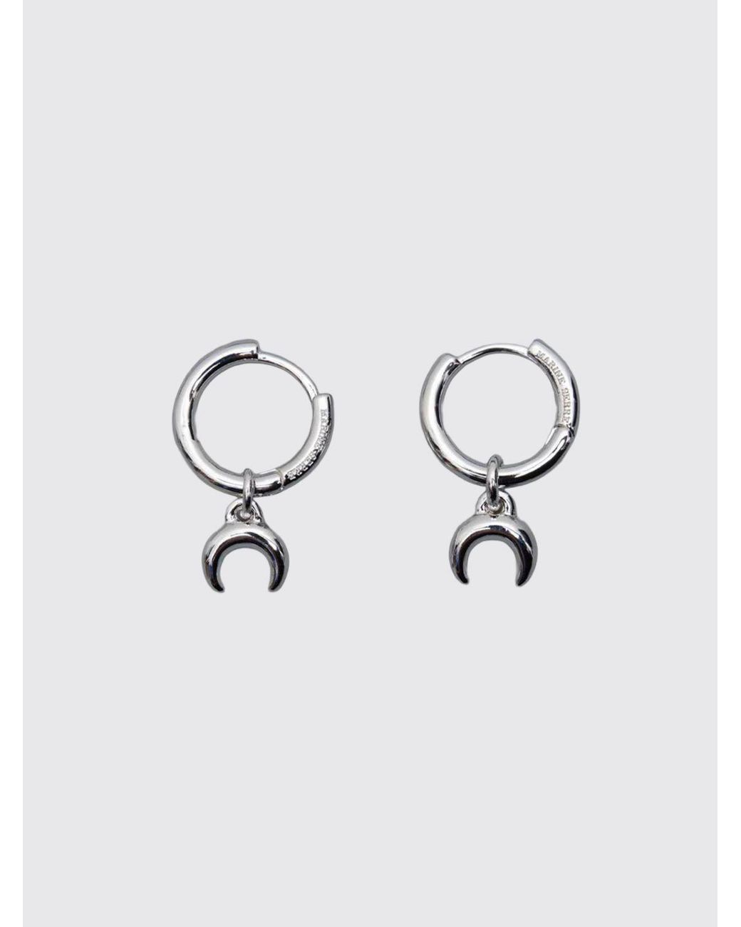 MARINE SERRE Blue Plated Brass Crescent Moon Logo Earrings