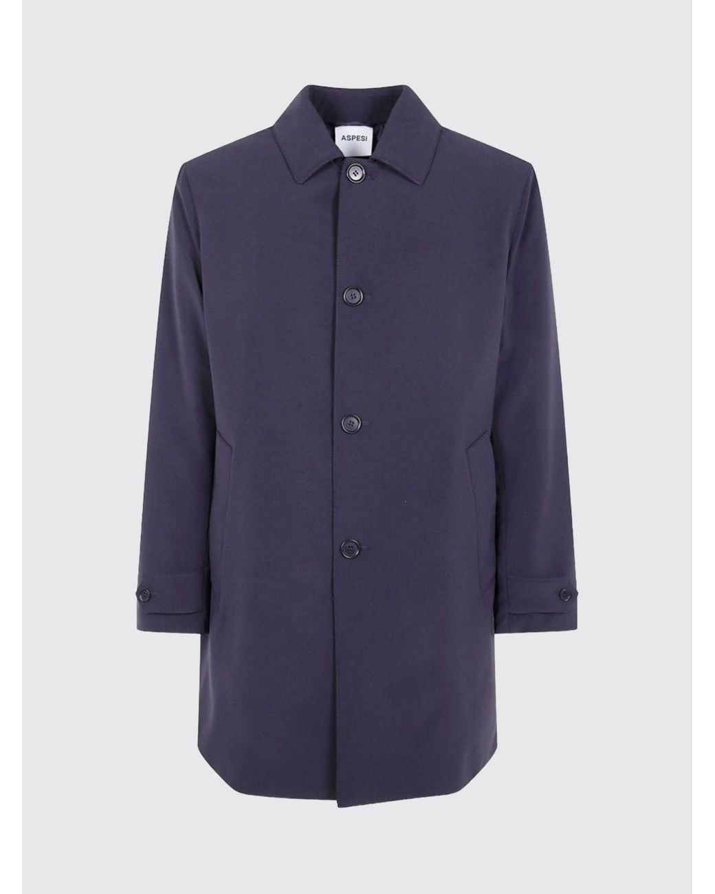 Aspesi Blue Single-Breasted Knee-Length Trench Coat for men