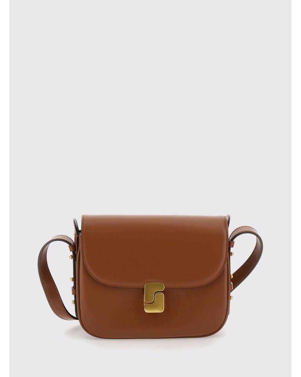 Soeur Brown Bellissima Smooth Leather Mini Crossbody Bag With Buckle