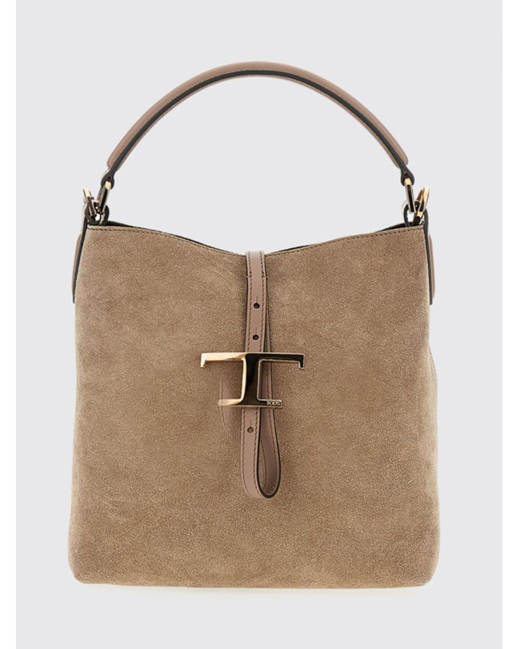 Tod's Natural Mini T Timeless Suede Bucket Bag
