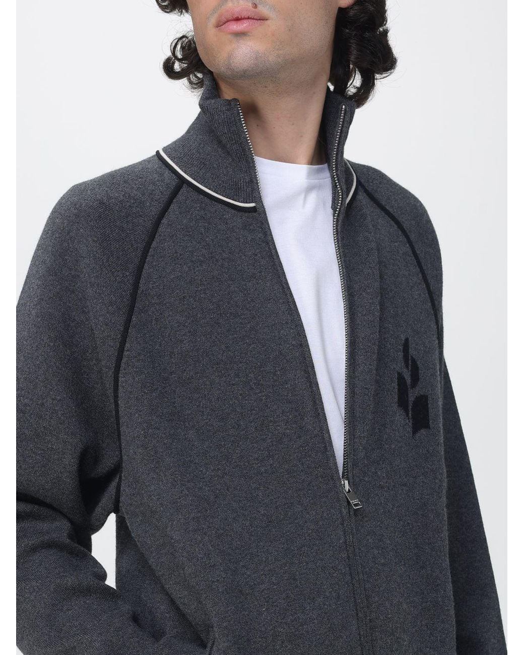 Isabel Marant Blue Sergio High-Neck Zipped Cotton-Blend Cardigan for men