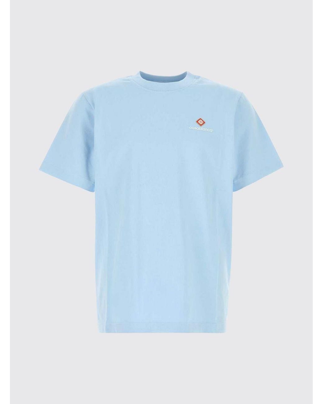 Casablanca Blue Graphic Print Organic Cotton Crewneck T-Shirt for men