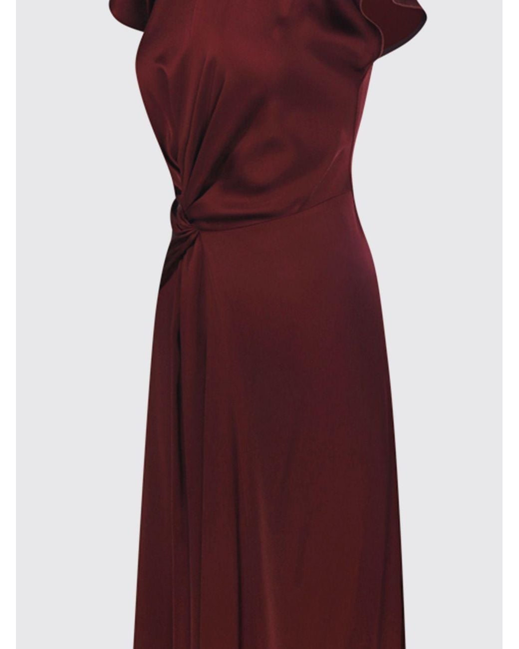 Victoria Beckham Red Aria Asymmetrical Ruched-Waist Midi Dress