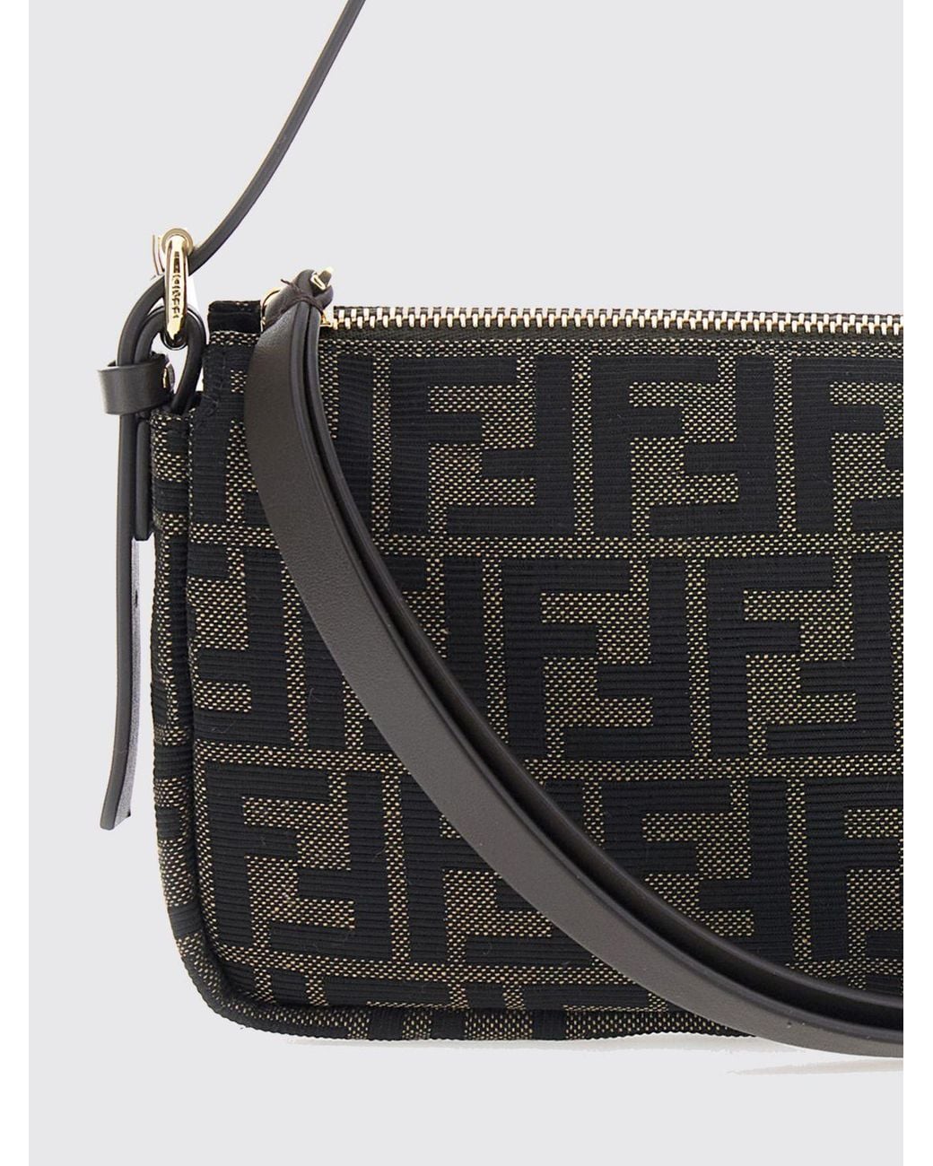 Fendi Black Ff Zucca Monogram Technical Fabric Mini Shoulder Bag