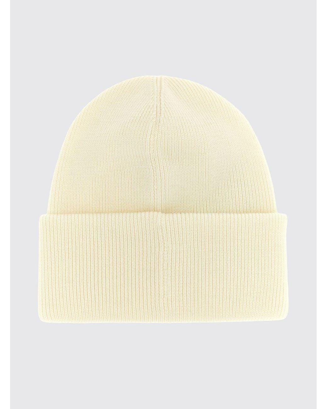 Canada Goose White Ribbed Merino Wool Beanie With Embroidered Logo Patch