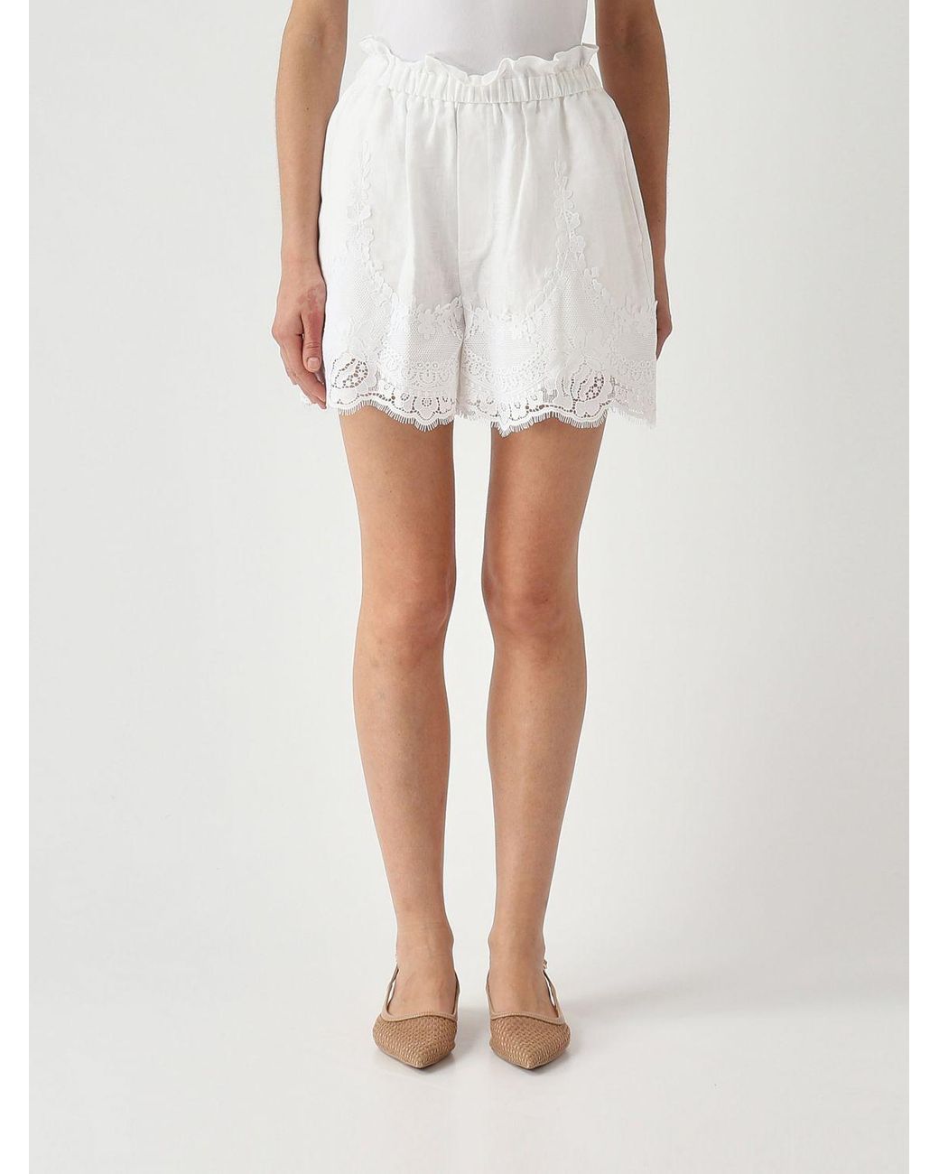 Twinset White Linen Shorts