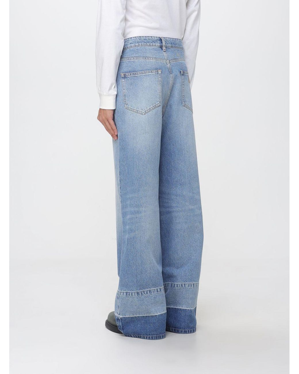 MM6 by Maison Margiela Blue Wide Leg Cotton Denim Jeans With Numeric Back Logo for men
