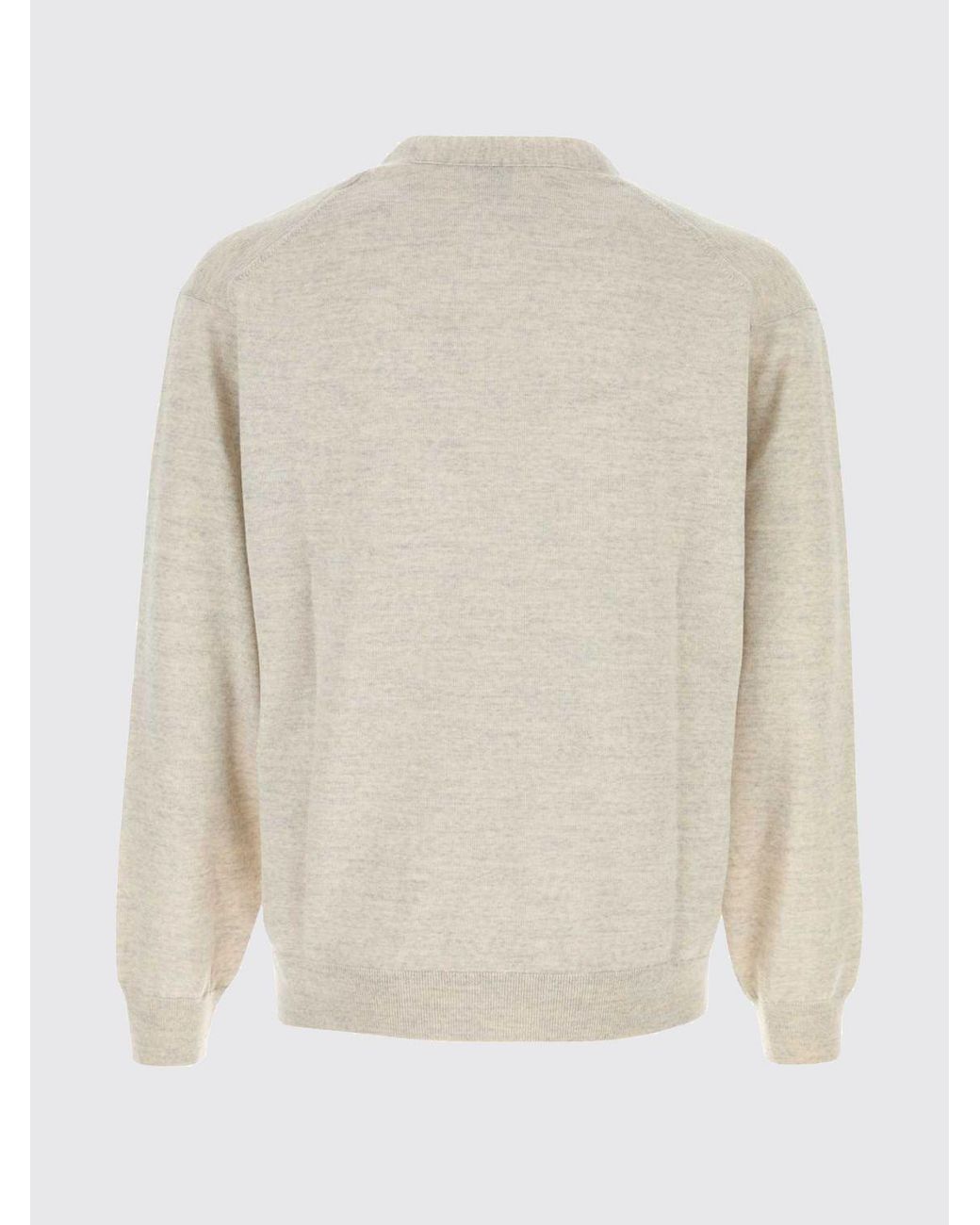 KENZO Gray Wool V-Neck Cardigan With Contrasting Embroidered Logo for men