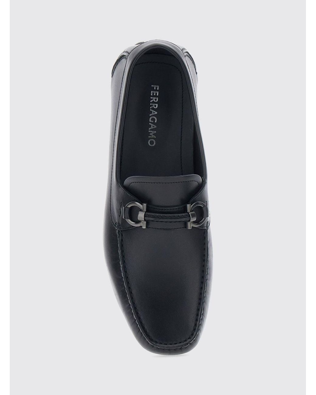 Ferragamo White Calfskin Driver Loafers With Metal Gancini Horsebit for men