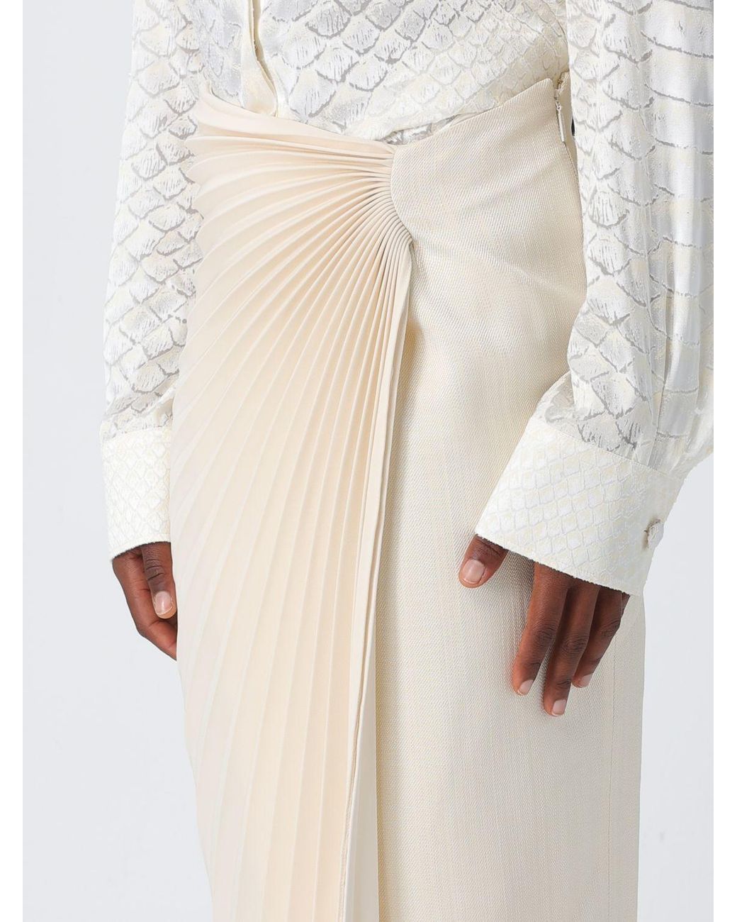 Roberto Cavalli Natural Pleated Skirt