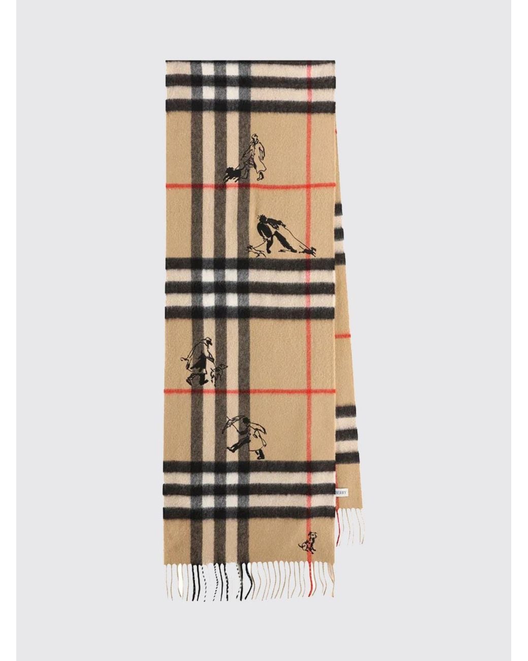 Burberry Natural Vintage Check 100% Cashmere Scarf With Fringed Edges for men