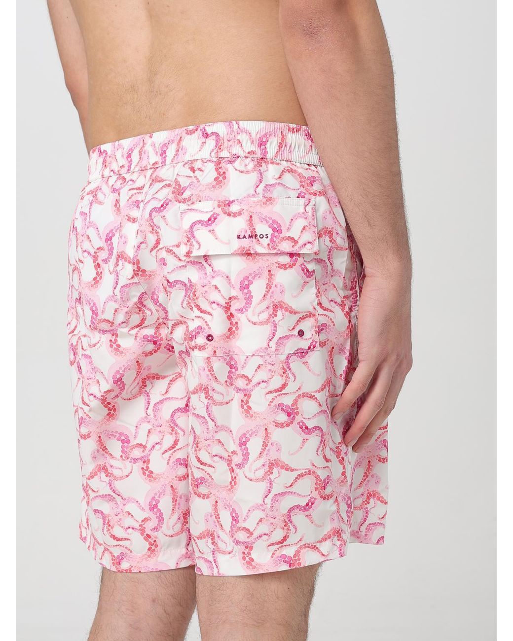 Kampos Pink Patterned Nylon Swim Shorts for men