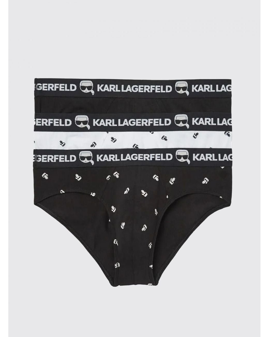 Karl Lagerfeld Black Two-Pack Of Stretch Cotton Briefs With Logo Waistband for men