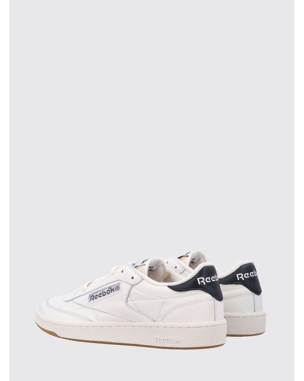 Reebok White Club C 85 Vintage Leather Sneakers With Contrast Logo And Rubber Sole for men