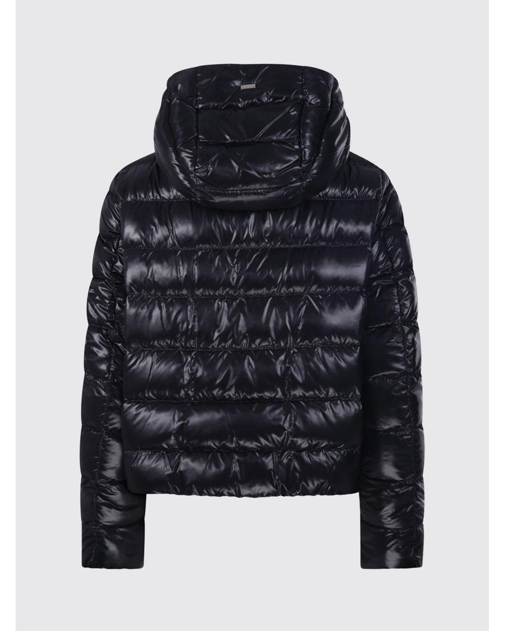 Herno Black Short Water-Repellent Quilted Nylon Down Jacket With Hood