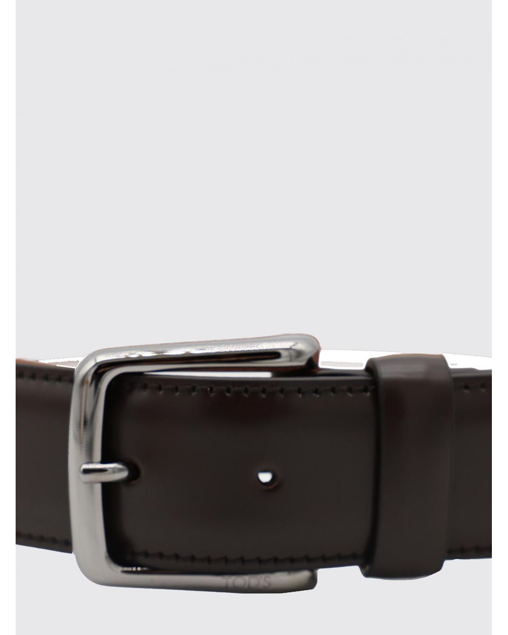 Tod's White Classic Smooth Leather Belt With Metal Buckle for men