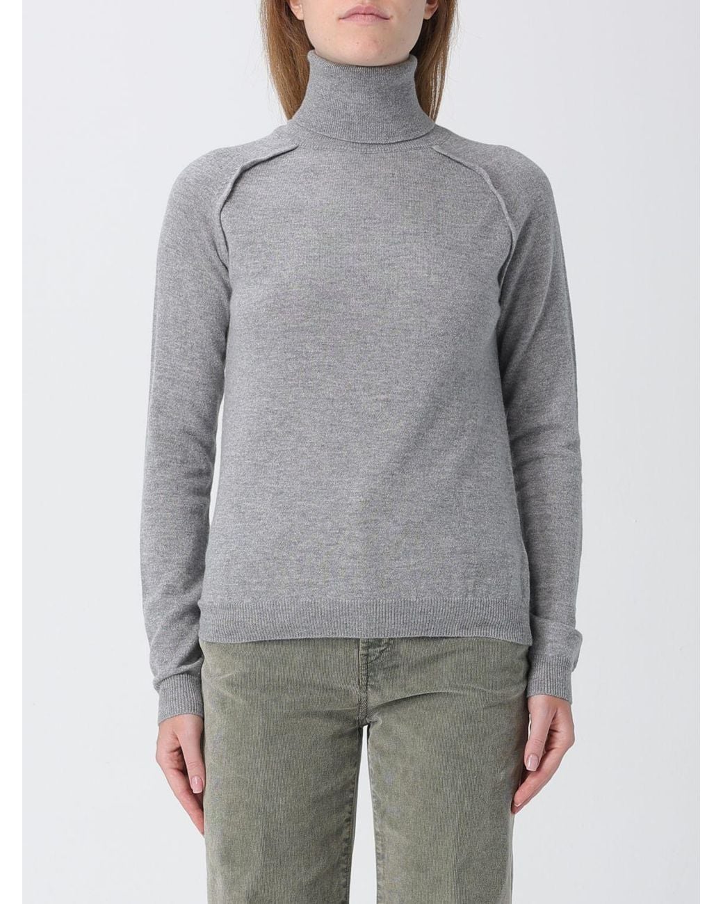 Dondup Gray Long-Sleeved Wool Turtleneck Jumper With Ribbed Hems