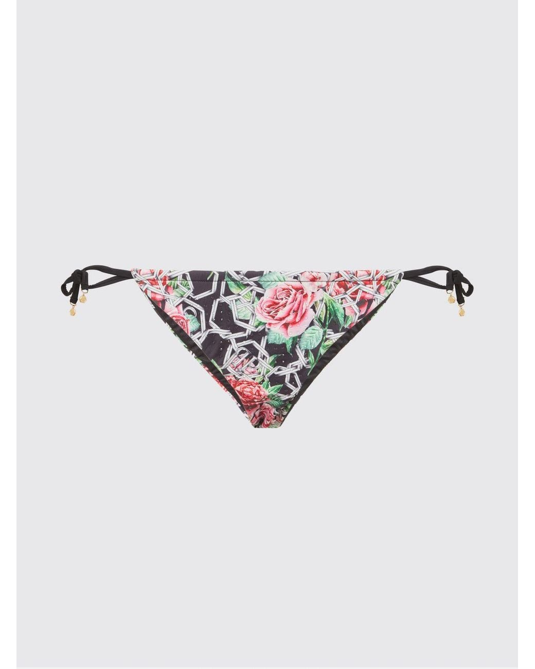 Philipp Plein Multicolor Chain Flower Print Bikini Brief Swimsuit