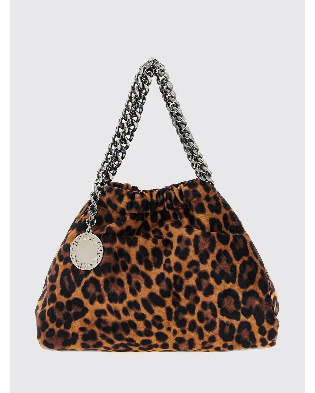 Stella McCartney Brown Animalier Velvet Mini Handbag With Chain Handles