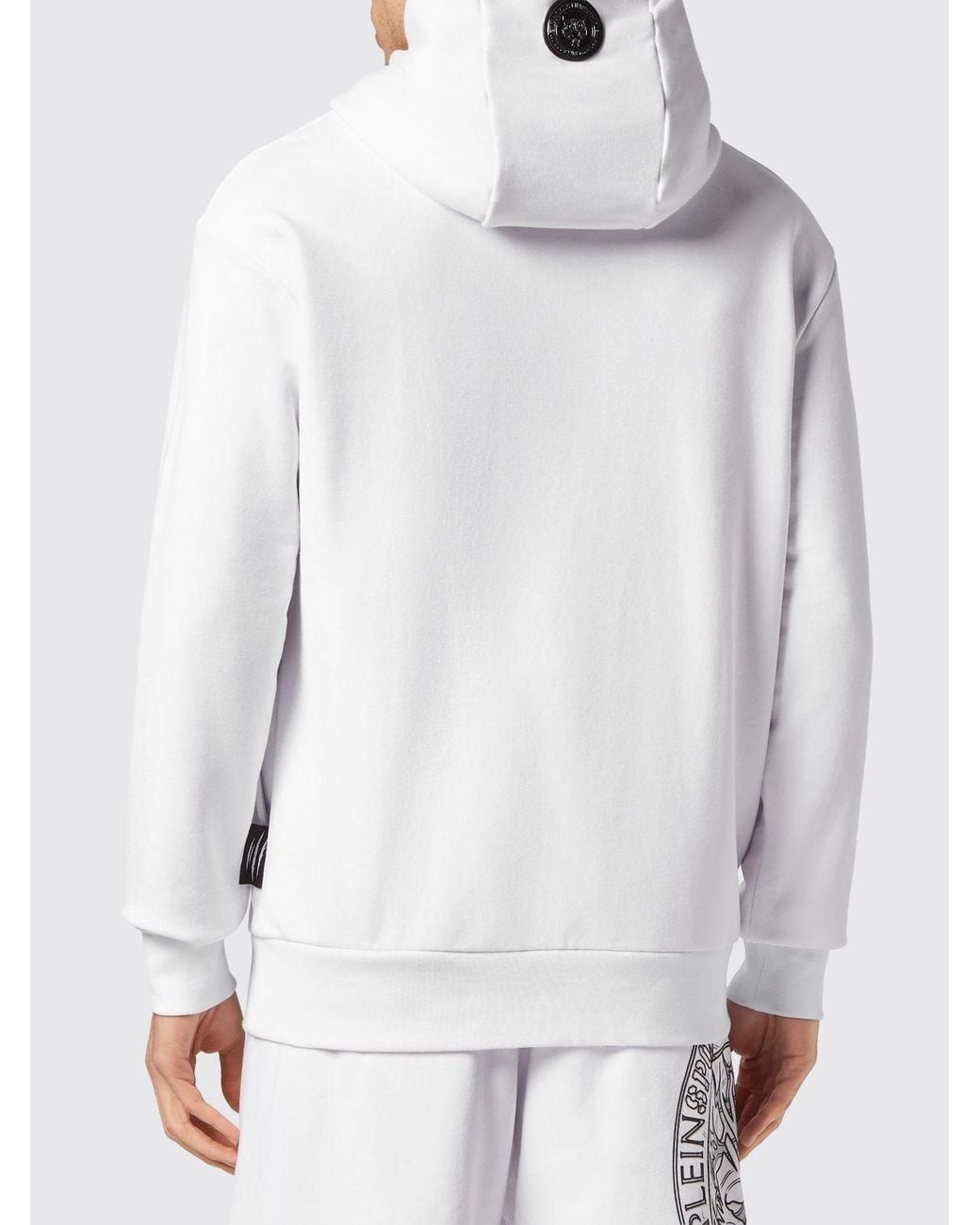 Philipp Plein Gray Tiger Cotton Hoodie With Contrasting Logo for men
