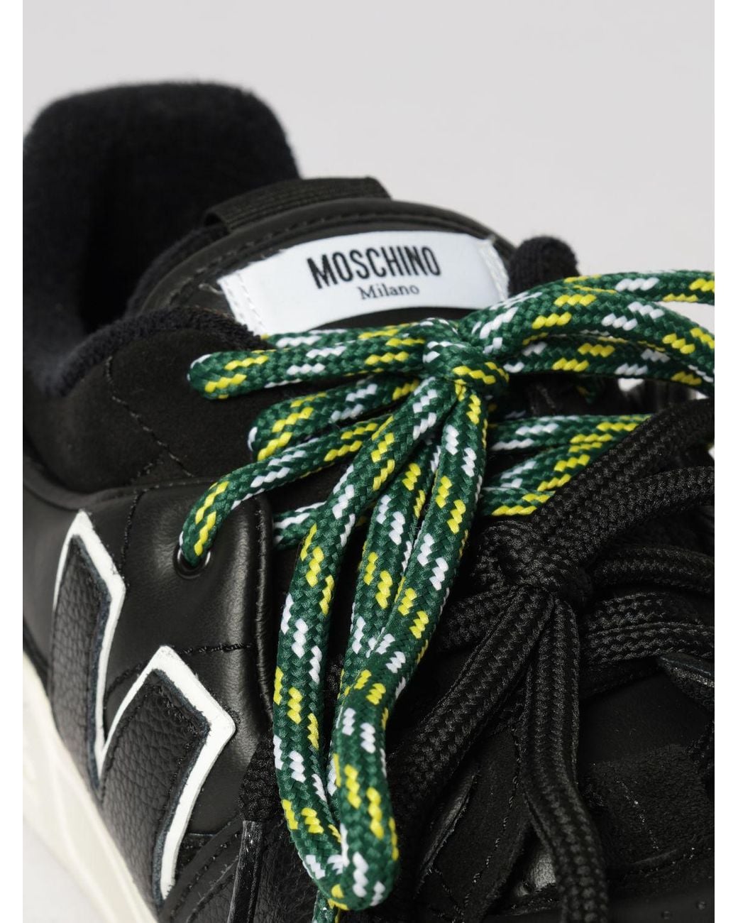 Moschino Couture Black Bicolour Leather And Suede Low-Top Sneakers With Contrast Logo for men