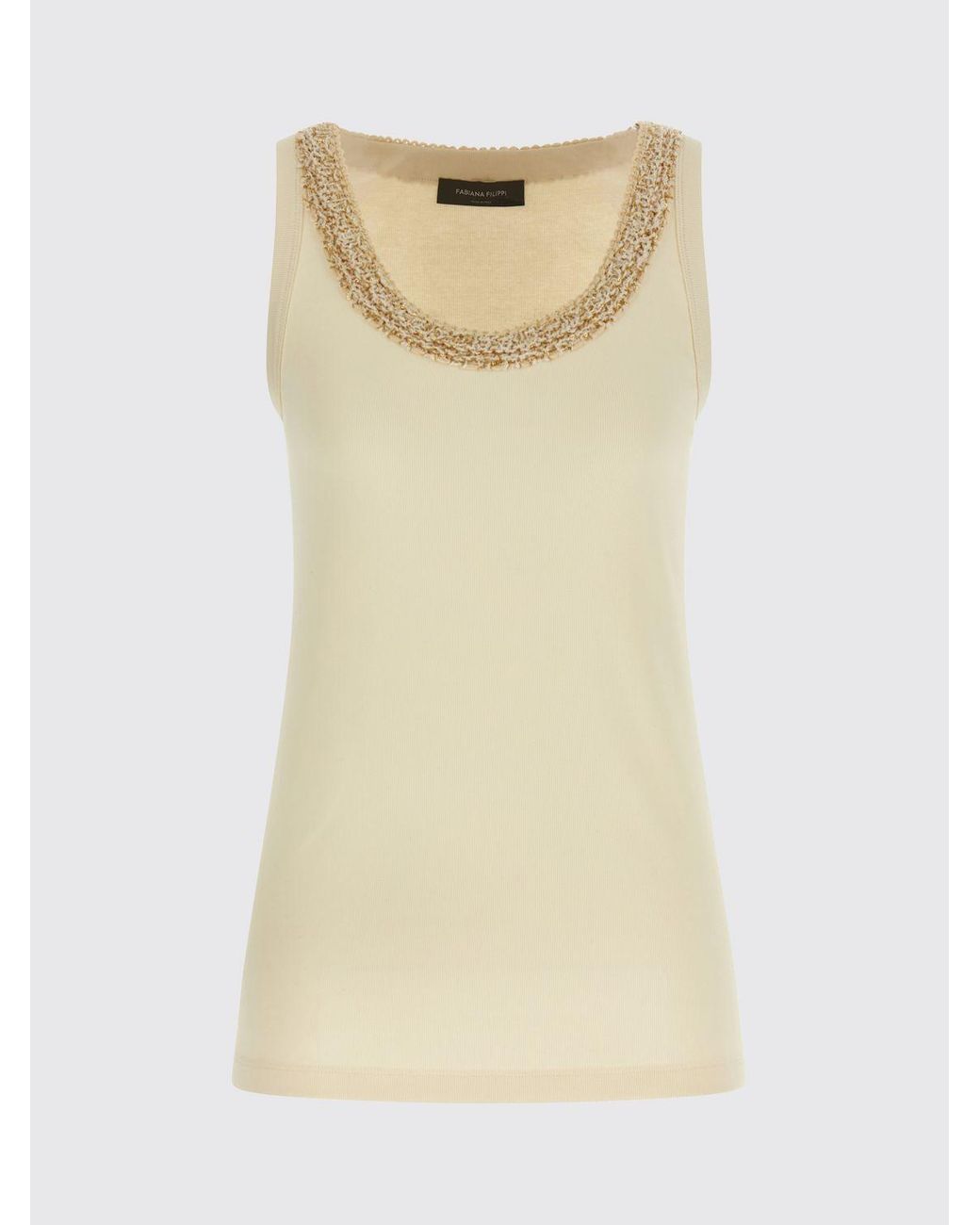 Fabiana Filippi White Cotton Top With Beads