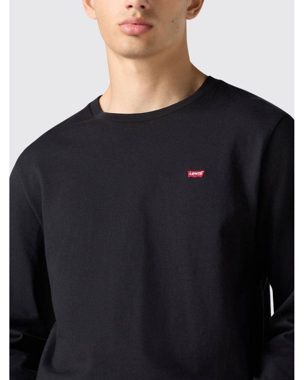 Levi's Blue Long-Sleeved Cotton T-Shirt With Contrast Logo for men