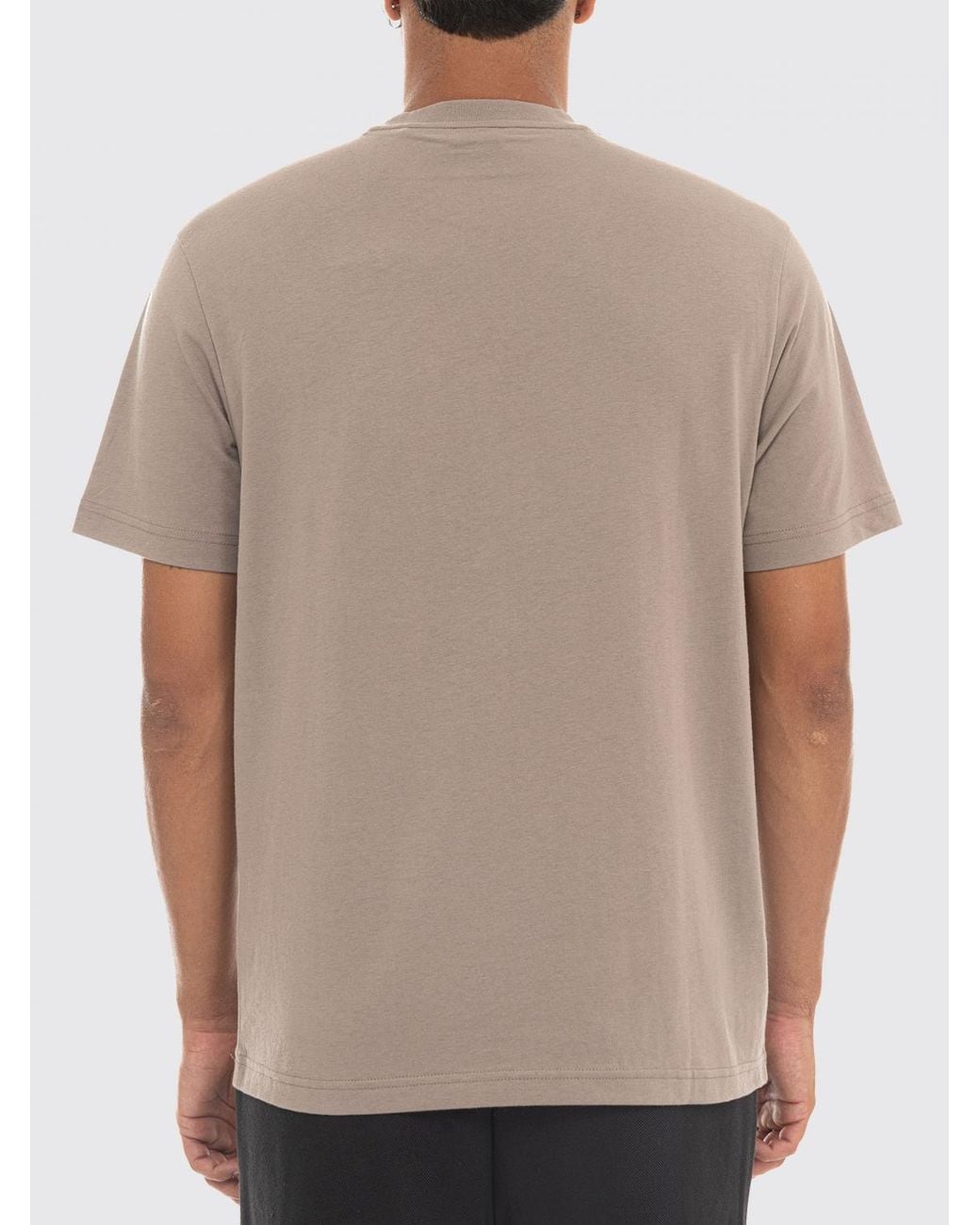 Boss Gray Crew-Neck Cotton T-Shirt With Tone-On-Tone Logo for men
