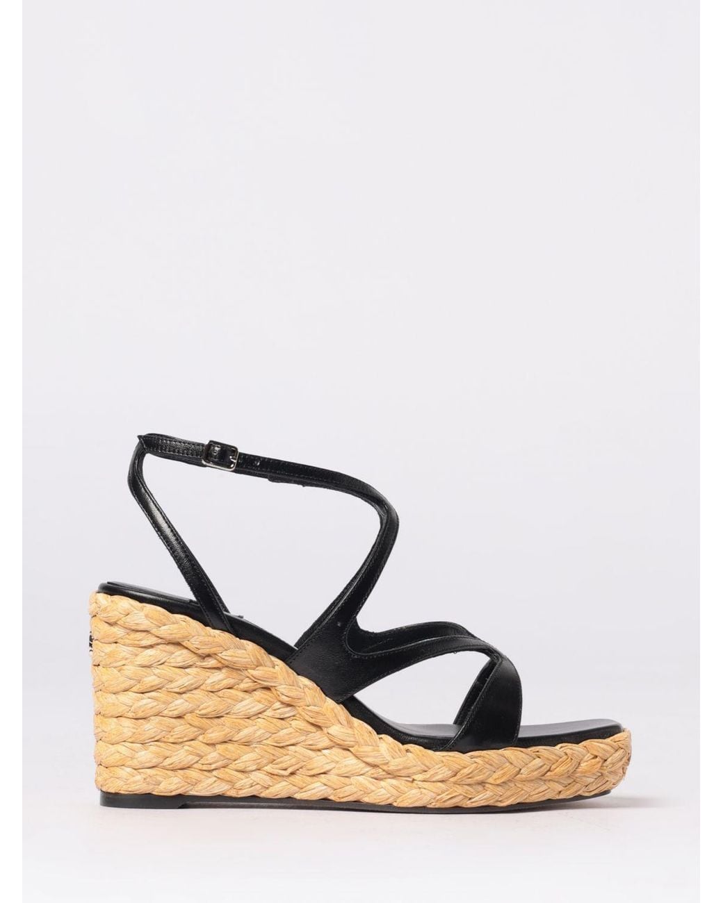 Jimmy Choo Black Ayla Leather Wedge Sandal