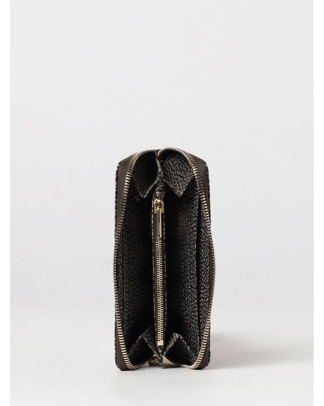 Borbonese Gray Continental Polka Dot Recycled Nylon Zip-Around Wallet