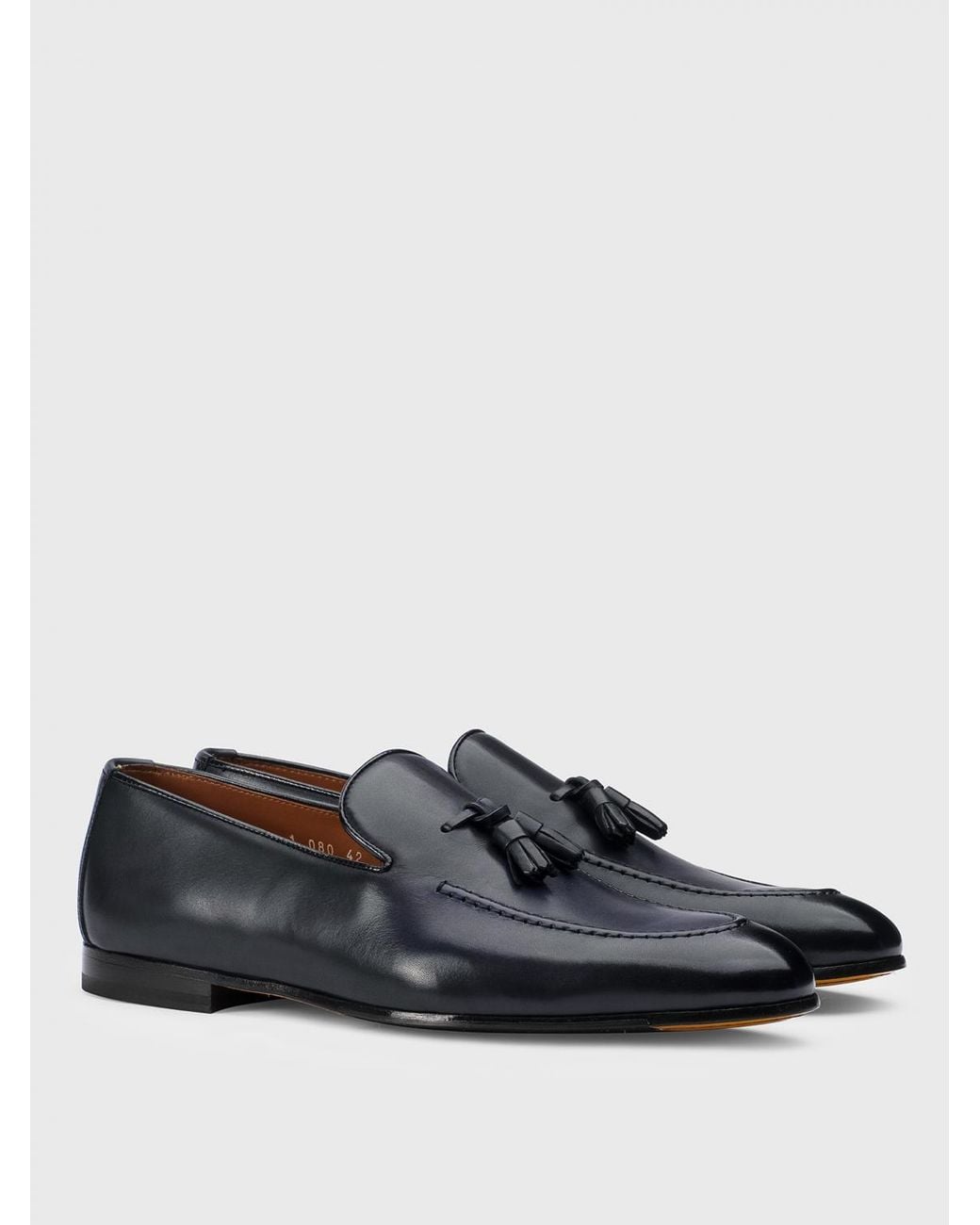 Doucal's Blue Leather Loafers With Tassels for men