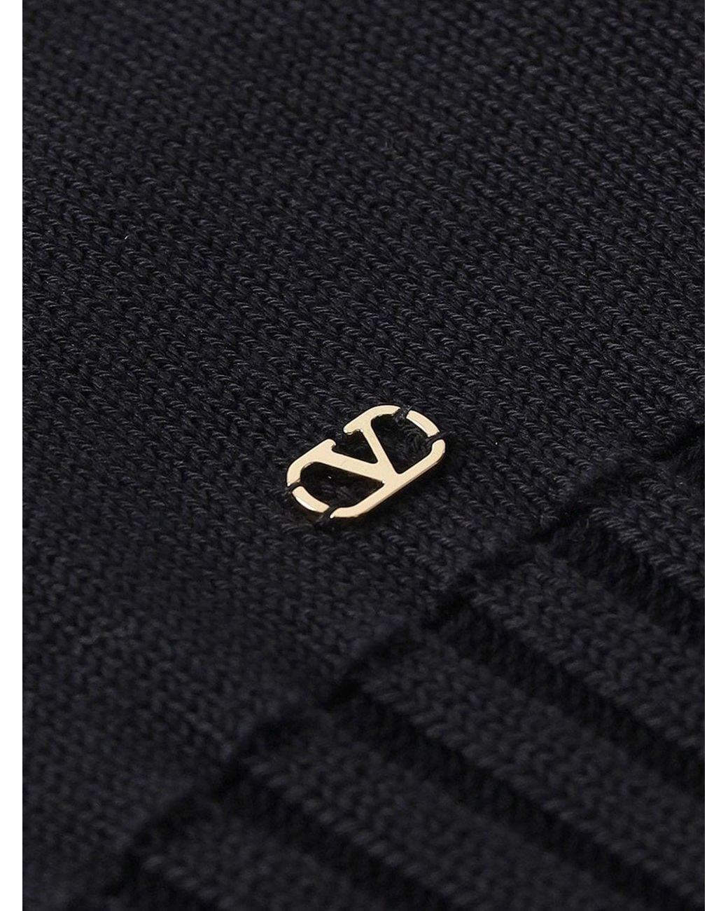 Valentino Garavani Black Cropped Bicolor Cotton Cardigan With Vlogo Signature