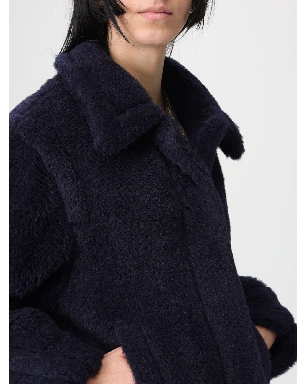 Max Mara Blue Alpaca Fur Coat