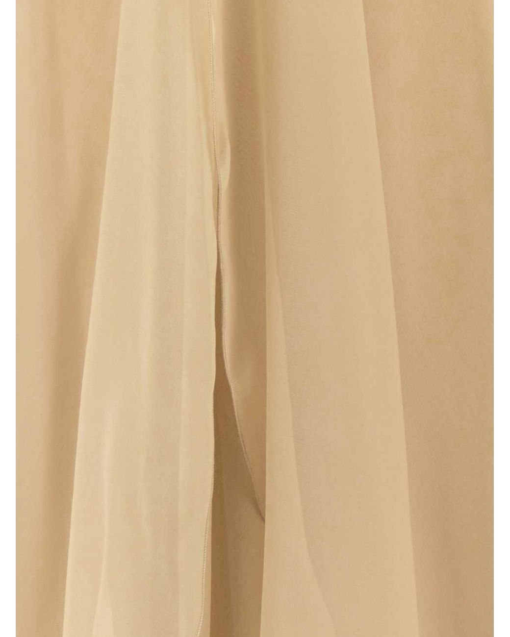 Alberta Ferretti Natural Sleeveless Embroidered Silk Gown With Ruffle Details