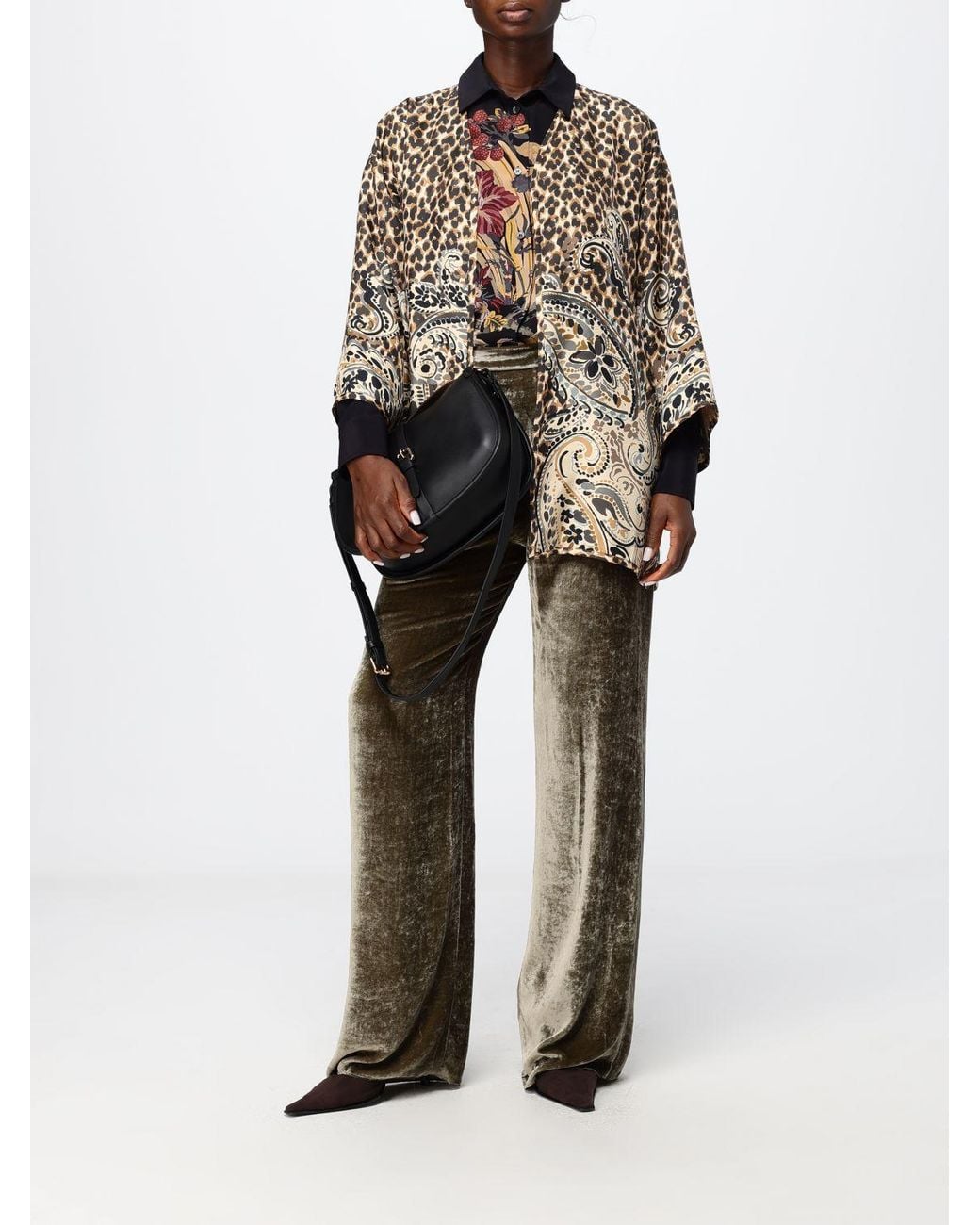 Etro Black Smooth Calfskin Crossbody Bag With Rounded Shape