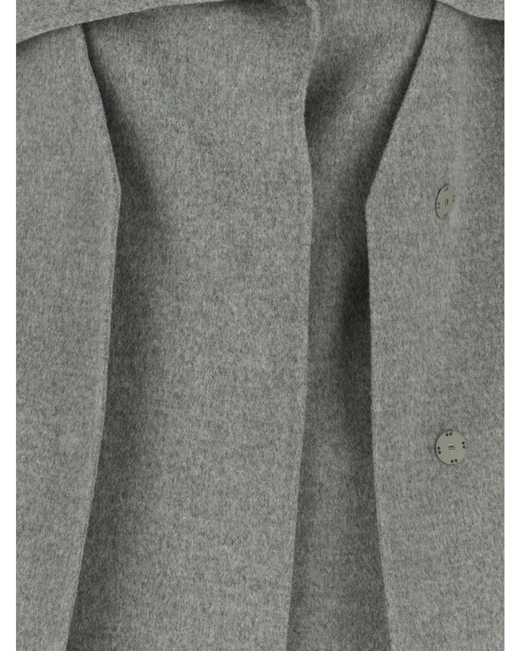 Abrigo Largo De Doble Botonadura De Lana Virgen Con Cuello Marinero Sportmax de color Gray