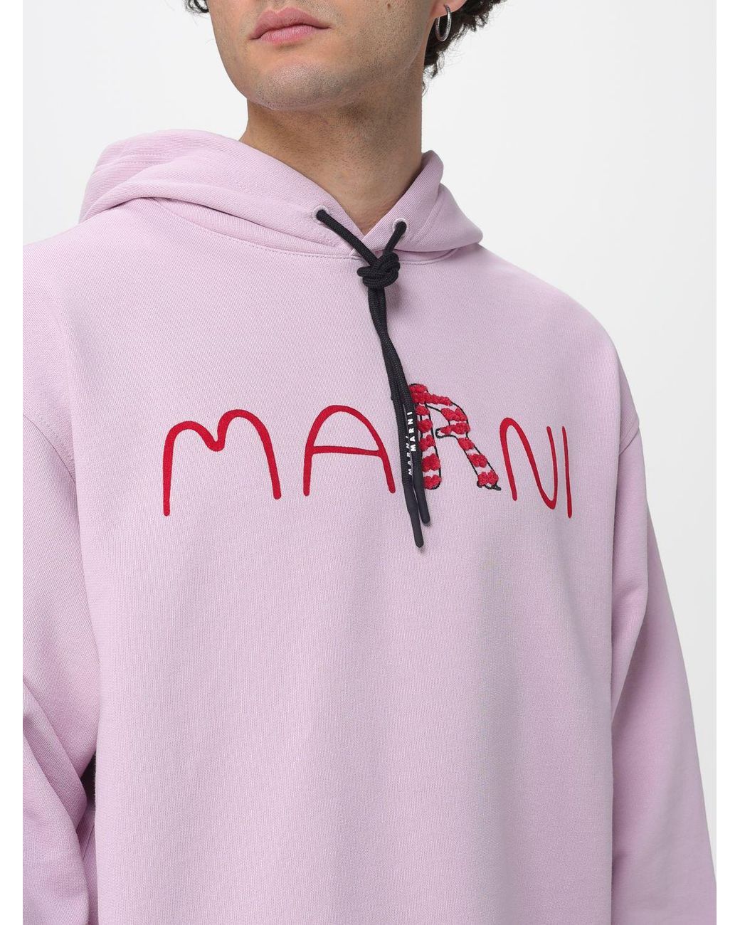 Sudadera Con Capucha De Algodón Con Logo Marni de hombre de color Pink