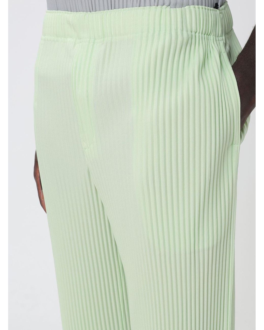 Homme Plissé Issey Miyake Green Homme Plissé Issey Miyake Slim Fit Pleated Trousers With Elasticated Waist for men