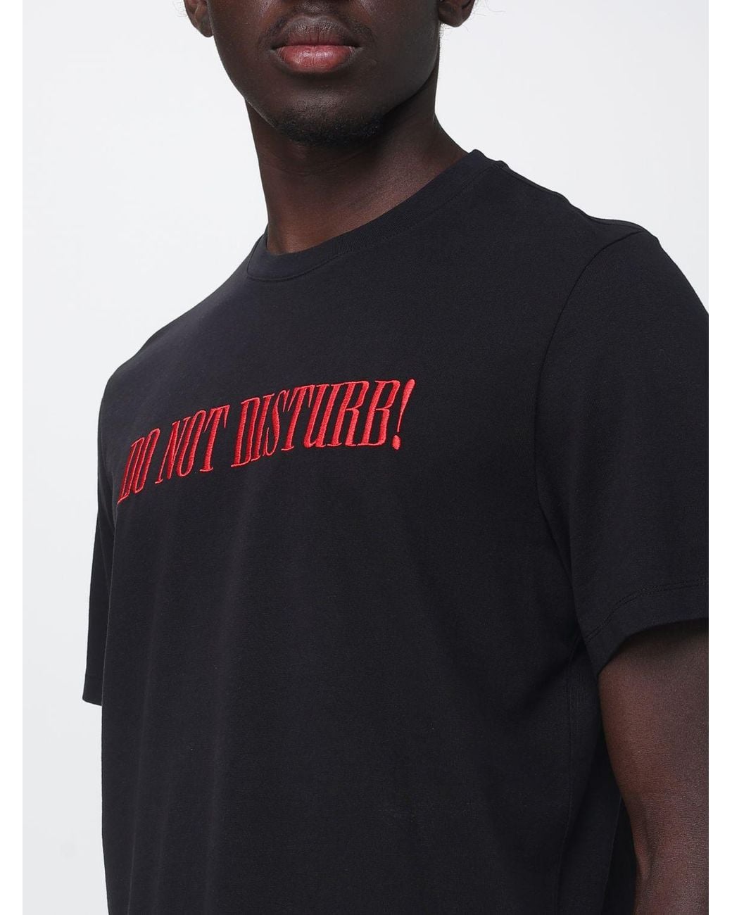 MSGM Blue Slogan Print Cotton Crew Neck T-Shirt for men