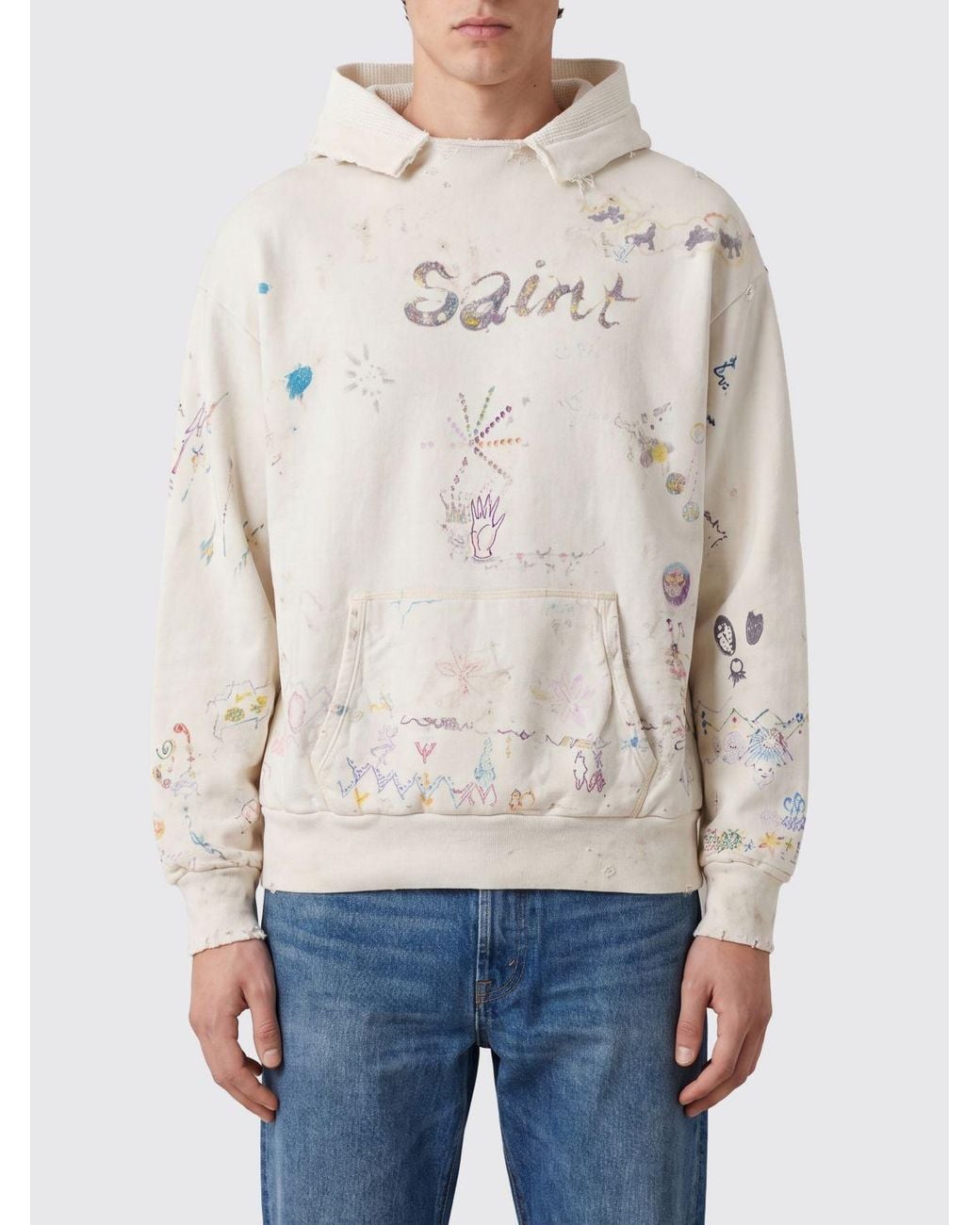 SAINT Mxxxxxx Blue Relaxed Fit Graphic Print Hoodie for men