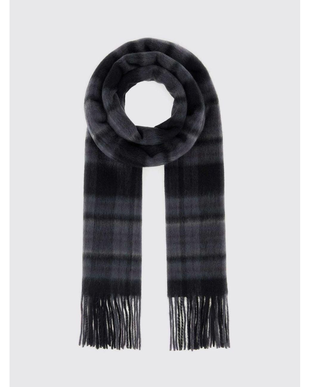 Carhartt Black Parson Check Wool Blend Scarf With Fringed Hem And Logo Patch for men